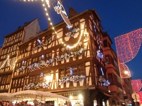 Alsace-typical half-timbered houses & christmas decoration